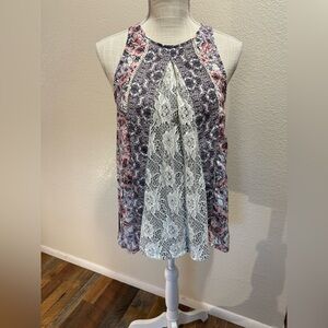 Skylar + Jade High Neck Floral Mixed Print Tank - Size Large - NWT